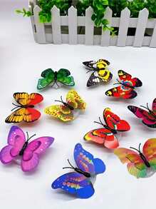 Set de 1/5/10/15 piezas Lámpara de mariposa 3D cambiable de color, de una o dos capas, decoración del hogar, decoración de pared y mesa para lugares románticos (los colores de las mariposas se envían al azar), decoración del hogar, decoración de habitación, decoración de pared