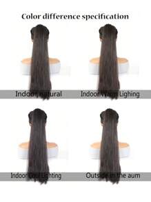 合成馬尾裝飾毛細圈頭髮辮子髮型接頭黑色金色褐色適用於女士 - 黑棕色 - 查看 6