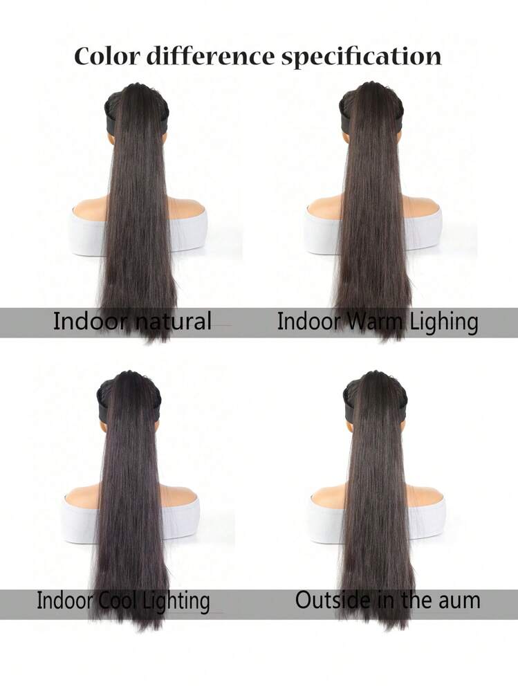 Extensión de cola de caballo sintética para mujer con banda elástica, coleta trenzada con cabello rubio, negro o castaño - Marrón oscuro - Añade 6