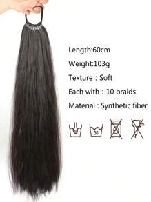 合成馬尾裝飾毛細圈頭髮辮子髮型接頭黑色金色褐色適用於女士 - 黑棕色 - 查看 3