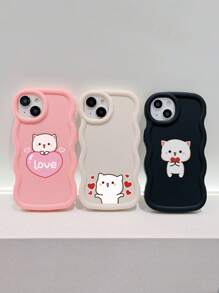 Cute Panda Novelty 3pcs Dopamine Themed Phone Cases, Cute Cartoon Panda, Bear, Cat Print Phone Case Set, New Wavy Macaron Design Phone Covers, Phone Protective Cases Compatible With IPhone Spring Gift,International Version, Not The Domestic Version - Multicolor - View 1