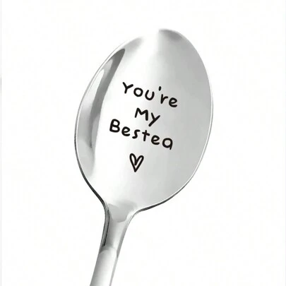 1pc, Funny Best Friendship Spoon For Tea Lovers - Engraved Stainless Steel Spoon For Women And Girls - Perfect Gift For Birthday ,Kitchen,Christmas Gift,School Supplies
