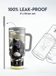 40oz Thermobecher mit Deckel und Strohhalm, isolierte Edelstahl Wasserflasche mit Griff, vakuumisolierte Wasserflasche, isolierter Becher, Geschenkbecher, hält Getränke 34 Stunden kalt oder 10 Stunden heiß, tragbar geeignet für Camping, Wandern, Autofahrten und Reisen