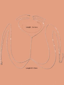 1pc Fashionable Double Layer Tassel Body Chain, Suitable For Ladies For Daily Wear, Vacation And Beach