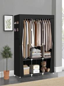 Closet Organizador de Ropa, Armario para Ropa, Armables Plegable de Tela Y Tubo Metal, Almacenamiento Minimalista de Tela y Tubo Metal para Dormitorio - Negro - Ver 5