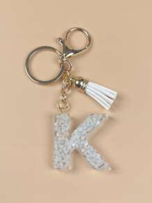 1 Peça de Chaveiro de Letra M Decorado com Pétalas Sequinadas e Pingente com Design de Borla para Casal, Mãe, Família, Amigos, Acessórios de Carro, Enfeite de Mochila, Acessórios Góticos Y2K, Halloween, Dia dos Professores, Ideias de Presente de Natal