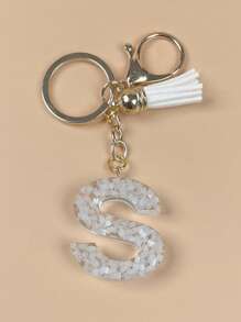 1 Peça de Chaveiro de Letra M Decorado com Pétalas Sequinadas e Pingente com Design de Borla para Casal, Mãe, Família, Amigos, Acessórios de Carro, Enfeite de Mochila, Acessórios Góticos Y2K, Halloween, Dia dos Professores, Ideias de Presente de Natal