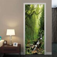 3D Forest Door Sticker Vinyl Wallpaper Self-Adhesive DIY For Dream Animal Bedroom Study Decoration Home Design Decal Murals, Stickers, Wall Decal, Vinly Decal For Home Decorations, Spring Decoration Items Refresh Your Home, Rama Decoration Stickers Gifts Birthday Graduation