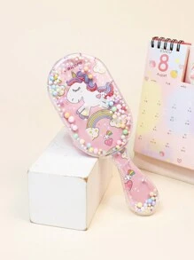1pc Cute Giraffe Printed Transparent Air Cushion Detangling Massage Comb For Hair Styling - Multicolor - View 1