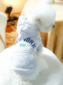 1pc Pet Clothes, Suitable For Cats And Small Dogs, Puppy, Teddy, Chihuahua, Cute Hooded Two-Leg Sweatshirt - Grey - Grey - View 1