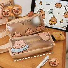 1入新款卡比筆袋大容量學生文具收納袋，時尚風格，男女皆宜，透明