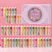 48pcs/Box Gift Set - 12 Flavors Lip Balm Set (5g Each) For Deep Moisturizing, Long-Lasting Hydration And Lip Color Enhancement. Suitable As Gift For Colleagues, Women And Party Favors.