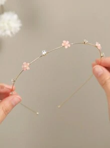 1件装女士花朵水钻金属发箍，适合日常佩戴，发带，发箍头饰，美妆家居卧室装饰 - 彩色 - 查看 12