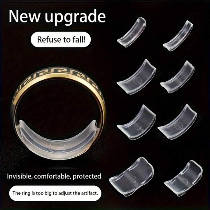 8pcs Ring Size Invisible Adjuster Ring Adjuster Ring Size Adjustment Pad For Loose Oversized Rings Ring Adjuster Suitable For Multiple Finger Sizes Ring Sizer For Various Sizes SHEIN