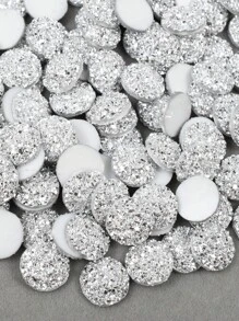 100pcs/Pack Natural Stone Pattern Resin Rhinestones, 12mm Flat-Bottomed Rhinestones, Round Shaped Rhinestones For DIY Crafts And Clothing Accessories