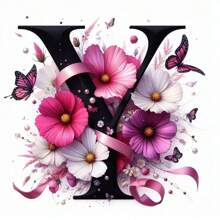 1pc 5D Creative Flower Butterfly Letter Pattern Diamond Painting Kit - 26 Letter Themed Diamond Art DIY Handmade Design Cross-Stitch Perfect For Living Room Bedroom Home Decoration Surprise Gift Unframed 20cm * 20cm / 7.87in * 7.87in
