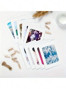 10pcs/Set Paper Photo Banner, Hanging Photo Wall For Wedding, Anniversary, Birthday, Holiday Parties, Home Decor, Desktop DIY Decoration (With Clips And Twine),Christmas