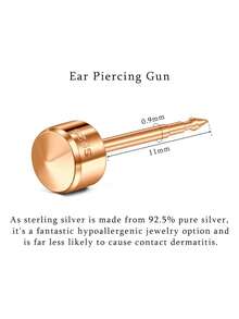 13Pcs Ear Piercing Kit With Sterling Silver Rose Gold Earrings Stud,Self Ear Piercing Gun Kit Tool Ear Stick For Piercing Aftercare And Disposable Waterproof Ear Cover 4mm Earring Studs - Multicolor - View 3