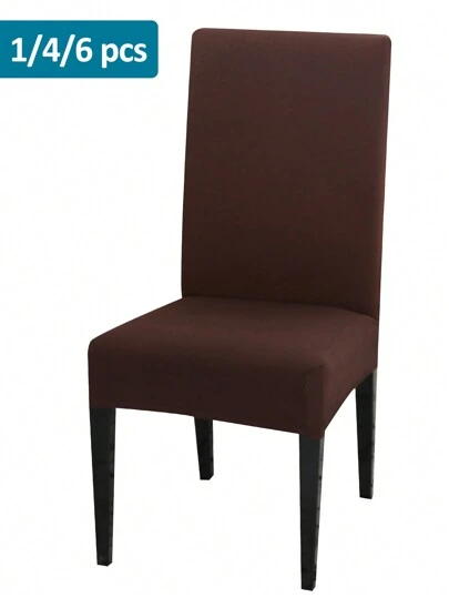 1 pieza/4 piezas/6 piezas/8 piezas/10 piezas Fundas de silla de unicolor de seda de leche, funda elástica de poliéster para silla de comedor