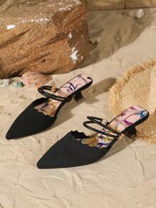 Fashionable New Pointed & Round Toe Knitted Knitted Sandals Dual Wear Women High Heels