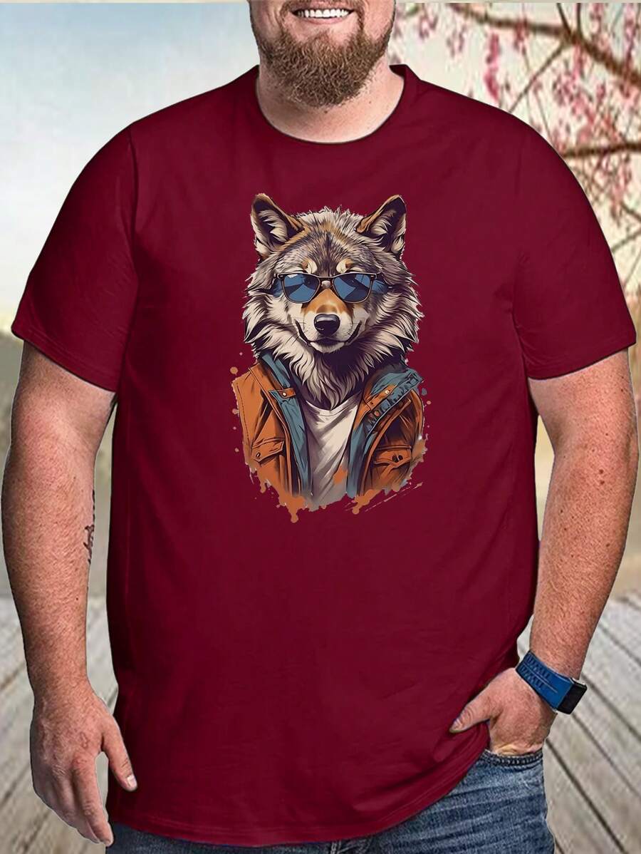 Men T-Shirts - 酒紅色 - 查看 1