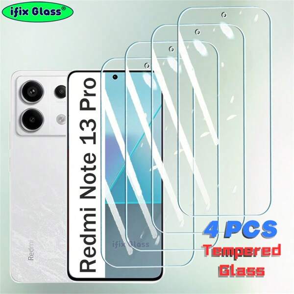 4 piezas Protector de pantalla de vidrio templado de 9H y 2.5D compatible con Xiaomi Mi Poco Redmi Note 14 13 12 11 10 9 8 7 Pro, 12S 11S 10S 9S 13C 12C 10C 9C 10A 9A 9T 8A 7 A2 A1 Plus, Poco F7 X7 X6 F6 X5 F5 X4 F4 X3 F3 Pro M7 C75, Xiaomi Mi 14T 13T 12T 11T Pro, película protectora transparente, desbloqueo de huella dactilar ultrasónico