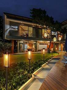 1入組室外太陽能路燈，IP65防水自動開關太陽能花園燈，太陽能山水路徑草坪燈，聖誕節園藝裝飾燈，用於草坪，花園，後院，車道，公園，庭院，人行道照明裝飾燈 - 彩色 - 查看 6