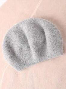女士保暖针织兔毛贝雷帽，复古风格护耳帽，适合秋冬季