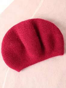 女士保暖针织兔毛贝雷帽，复古风格护耳帽，适合秋冬季