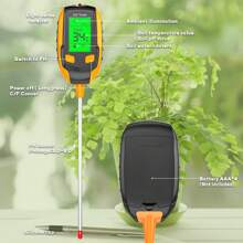 4-In-1 Soil Moisture Meter Digital Plant Temperature/Soil Moisture/PH Meter/Sunlight Intensity/Environment Humidity Backlight LCD Display Soil Test Meter For Gardening, Farming And Outdoor Plants