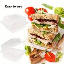 20pcs Buckle Box Transparent Disposable Packing Box Plastic Square Hamburger Box Clear Plastic Takeout Containers, Square Hinged Food Containers, Disposable Clam Shell Type Dessert Containers With Lids For Salad, Sandwich, Burger - transparent - View 6