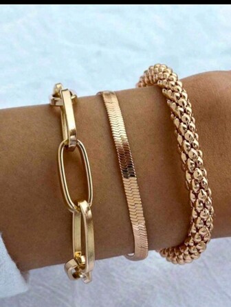 Dellgoo Set Of 3 Fashionable And Creative Snake Bone Chains, Women's Bracelets