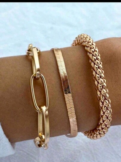 Dellgoo Set Of 3 Fashionable And Creative Snake Bone Chains, Women's Bracelets