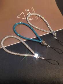 Fashionable Multi-Color Mobile Phone Hanging Strap, Short/Long Wrist Style With Rhinestone Chain For Women, Handmade Luxury Rhinestone Pendant Gifts For Mother, Family, Friends, Birthday, Holiday Phone Charm, Phone Chain
