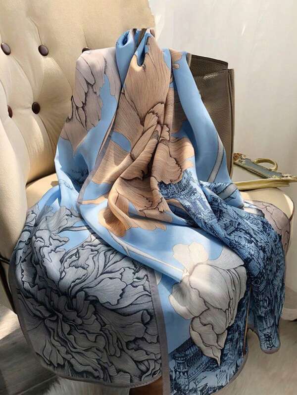 FADZOYLE New Arrival 180*90CM Fashionable And Elegant Peacock Feather Printed Scarf/Shawl For Women, Soft Green, Sunscreen, Travel, 1pc Bandana,Hair Band,Head Band Ideal For Dressing Up Your Look