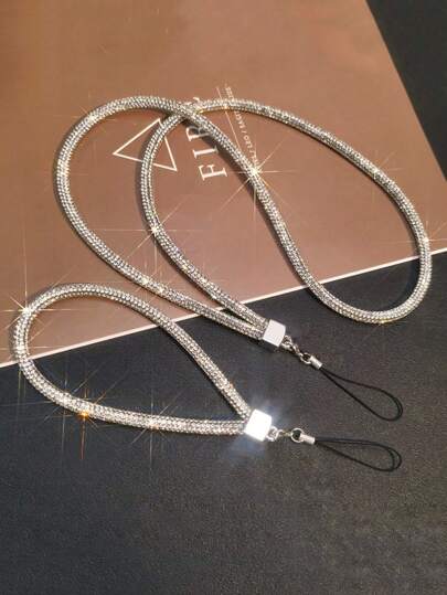 Fashionable Multi-Color Mobile Phone Hanging Strap, Short/Long Wrist Style With Rhinestone Chain For Women, Handmade Luxury Rhinestone Pendant Gifts For Mother, Family, Friends, Birthday, Holiday Phone Charm, Phone Chain