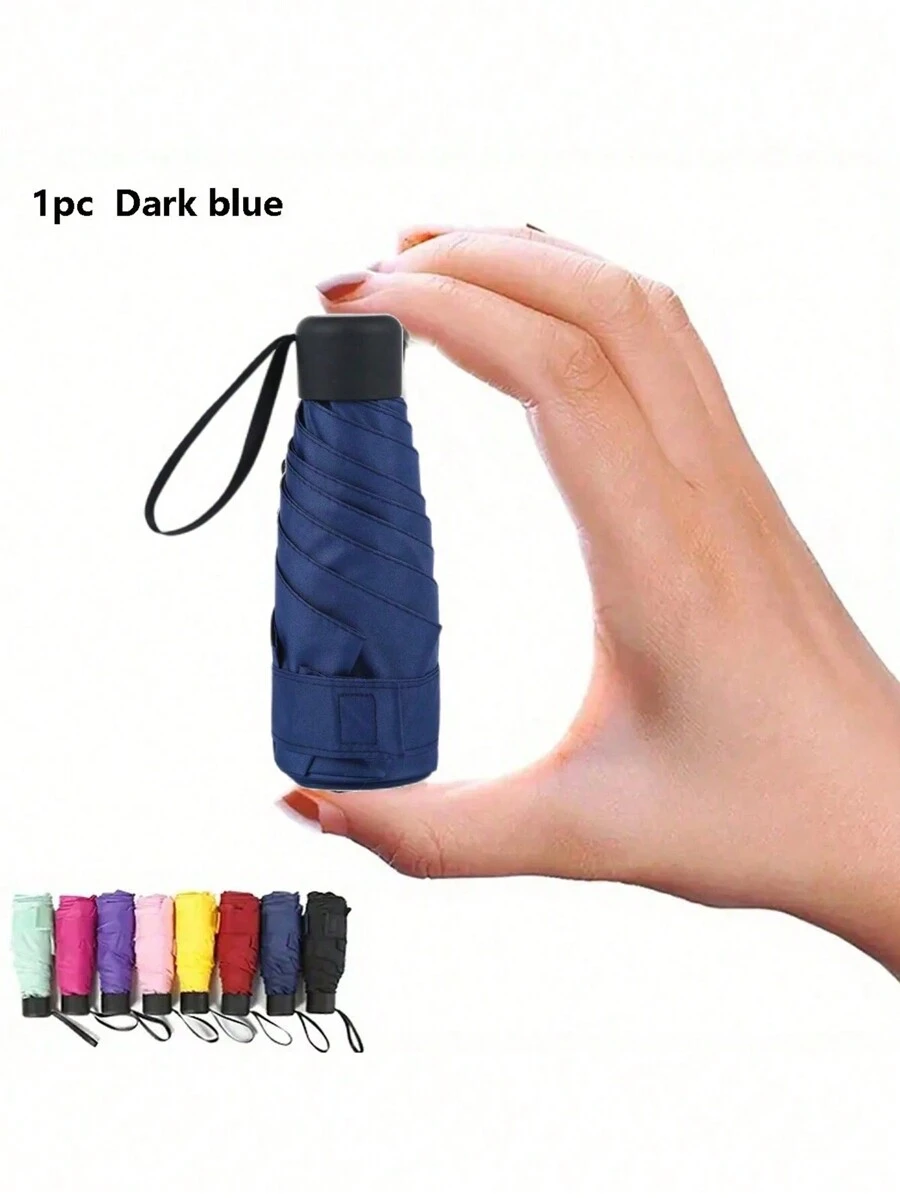 1 chiếc ô gấp nhỏ, ô du lịch mini bỏ túi chống nước, ô che nắng nữ chống tia UV, ô che nắng và mưa hai trong một, ô gấp năm lần siêu nhẹ và nhỏ gọn, ô du lịch mini, ô nhỏ gọn và di động cho những ngày nắng và mưa, ô che nắng chống gió, bảo vệ 99% tia UV, phù hợp cho cả nam và nữ - Màu xanh hải quân - Xem 1