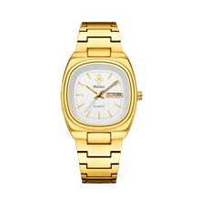 YaLaLuSi 1pc Classic Quartz Ladies Watch In Gold Color, Fashion & Professional, Water Resistant With Weekday Calendar Function, Comes With A Disassembly Tool