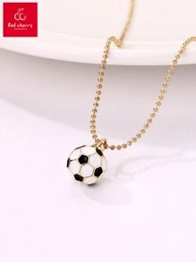 1 szt. Naszyjnik ze stopu cynku dla chłopców 3D w kształcie piłki nożnej, czarno-biały, w stylu piłkarskim, odpowiedni na powrót do szkoły