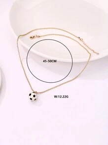 1 szt. Naszyjnik ze stopu cynku dla chłopców 3D w kształcie piłki nożnej, czarno-biały, w stylu piłkarskim, odpowiedni na powrót do szkoły