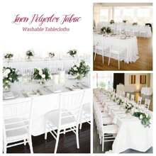 8 Pack Polyester Tablecloths,90 X 156 Inch Rectangle Table Cloth For 8 Foot Tables,Stain And Wrinkle Resistant Washable Fabric Table Cover For Wedding Banquet Restaurant Party Outdoor Party Wedding Outdoor Activities Banquet Multiple Colors,Weddings Graduation Season Outdoor Events Entertain Guests - 白色 - 查看 5