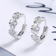 Top Silver Color Needle Earrings For Women's Wedding Fashion High Quality Jewelry Crystal Zirconia Flower Cute Stud