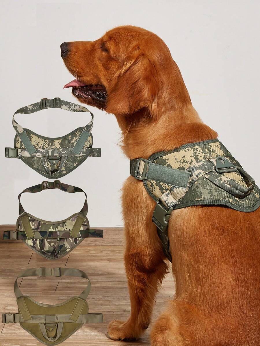 1入組尼龍可調節防水狗狗胸帶，經典防爆設計，適用於中大型犬，適合戶外活動和訓練，寵物用品