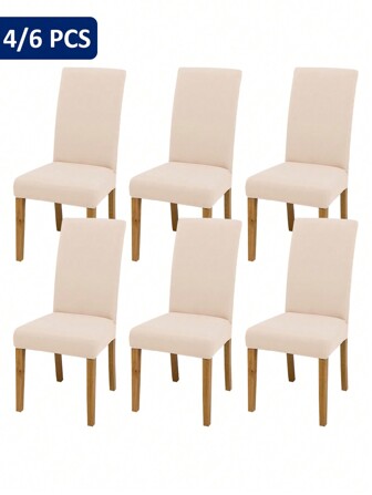4 pièces/6 pièces/8 pièces/10 pièces Housse de chaise extensible de couleur unie, housse de chaise amovible moderne en polyester, convient pour le salon, la salle à manger, la chambre, toute la saison