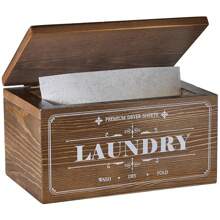 1 pieza Portador de hojas de secadora con tapa con bisagra - Dispensador de hojas de secadora de estilo rústico y granja para la decoración de la sala de lavado, dispensador de suavizante de tela para la organización/almacenamiento de lavandería, base antideslizante, soporte para servilletas de mesa, contenedor de pañuelos, tocadores, accesorios de baño, soporte para papel higiénico, soporte para rollos de papel higiénico, caja de pañuelos, soporte para pañuelos, cubierta para caja de pañuelos, caja de papel de seda, soporte para pañuelos, soporte para pañuelos de baño, soporte para pañuelos, soporte para toallas de papel, decoración de habitaciones, soporte para toallas de papel de pared, artículos indispensables para el hogar, rollo de toallas de papel, artículos para el hogar, mesa, decoraciones para el hogar, organización y almacenamiento para el hogar, decoración de la habitación, decoración de la habitación, accesorios de cocina, herramientas de cocina, organizador de cocina - multicolor - Ver 10