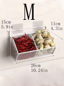 1入組多功能壁掛式收納架，1/2/3個間隔，防水耐洗，適用於廚房調味料、馬鈴薯、洋蔥、大蒜、辣椒、薑等食材的收納，節省空間 - 白色 - 查看 6
