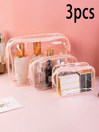 Transparent PVC Waterproof Cosmetic Toiletry Shower Storage Bag, A Must-Have For Travel Makeup Travel Toiletry Organizer Clear Essentials Gifts Storage Zipper Accessories Nail, Christmas Gifts, Pouch, Travel, Gifts For Women, Women's Travel Essential, Pouch, Clutch / Small Handbag, Makeup Organizer, Pouch, Brush Holder, Mini Pouch, Large Capacity Pouch,Gifts For Women,Christmas Gifts,Gift Ideas For Women