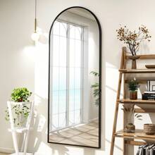 Arched Full Length Mirror 71"X26" For Bedroom, Full Body Mirror With Stand, Hanging Or Leaning For Wall, Aluminum Alloy Thin Frame Floor Standing For Living Room, Tall Home Decor Back To School Room Decor School Supplies - 黑色 - 查看 7