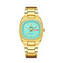 YaLaLuSi 1pc Classic Quartz Ladies Watch In Gold Color, Fashion & Professional, Water Resistant With Weekday Calendar Function, Comes With A Disassembly Tool