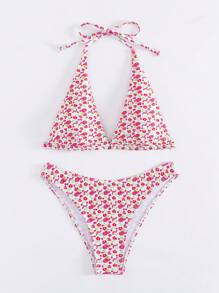 Women 2pcs Dopamine Colorful Bikini Set, High Waist Ruched Swimwear For Taking Photos - Red - View 11